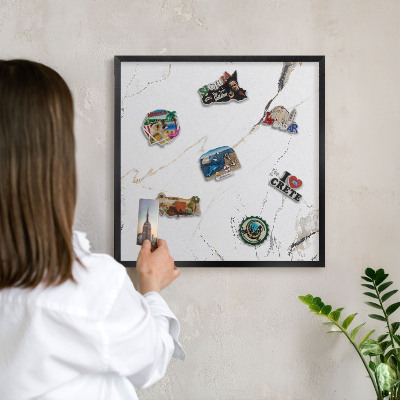 Vacation magnet board with a black frame Modern elegance