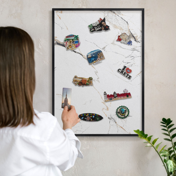 Vacation magnet board with a black frame Modern elegance