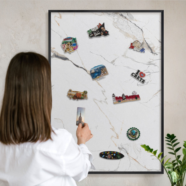 Vacation magnet board with a black frame Modern elegance