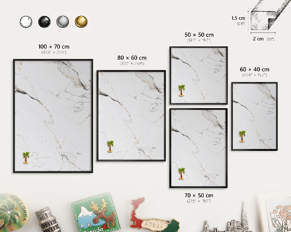 Vacation magnet board with a black frame Modern elegance