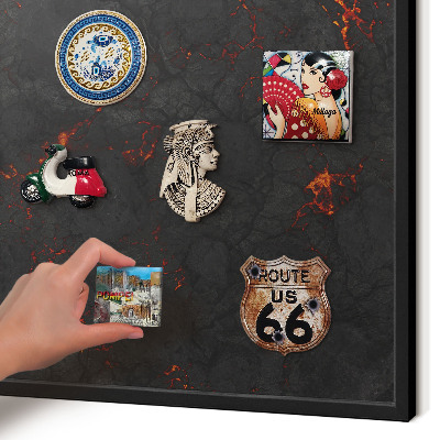 Vacation magnet board with a black frame Volcanic lava
