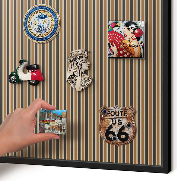Metal wall board for magnets in a black frame Geometric pattern