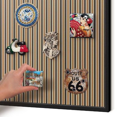 Metal wall board for magnets in a black frame Geometric pattern