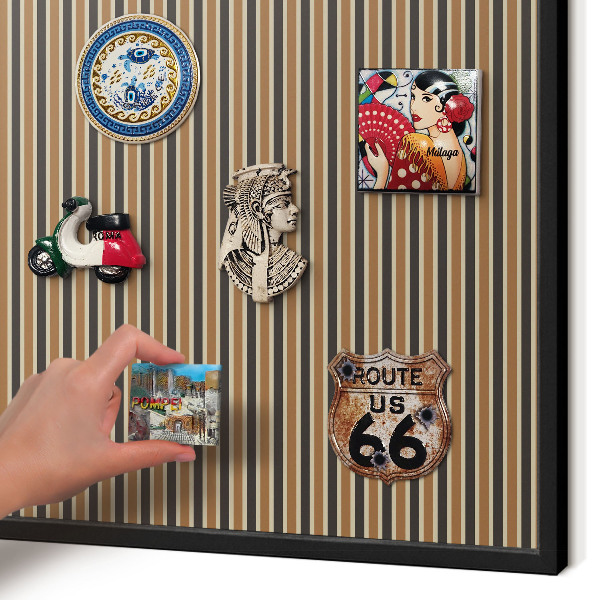 Metal wall board for magnets in a black frame Geometric pattern