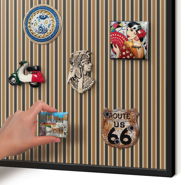 Metal wall board for magnets in a black frame Geometric pattern
