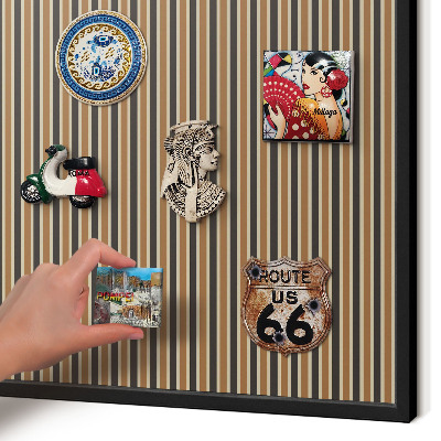Metal wall board for magnets in a black frame Geometric pattern