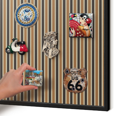 Metal wall board for magnets in a black frame Geometric pattern