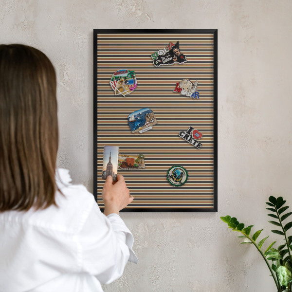 Metal wall board for magnets in a black frame Geometric pattern