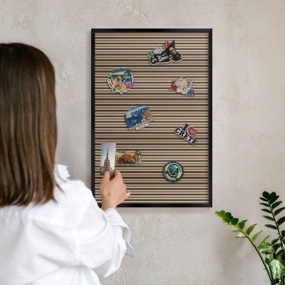 Metal wall board for magnets in a black frame Geometric pattern