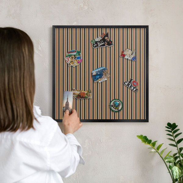 Metal wall board for magnets in a black frame Geometric pattern