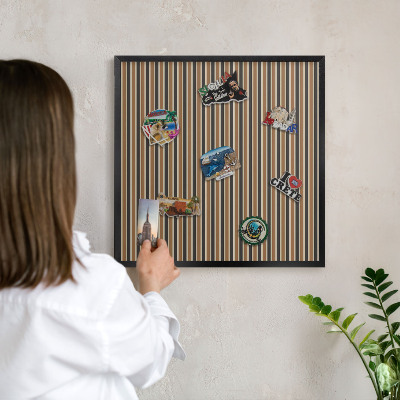 Metal wall board for magnets in a black frame Geometric pattern
