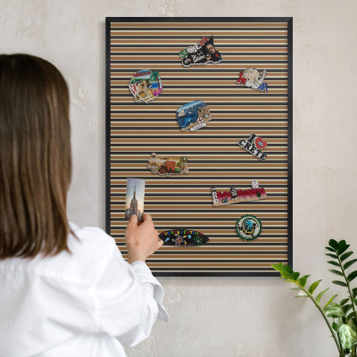 Metal wall board for magnets in a black frame Geometric pattern