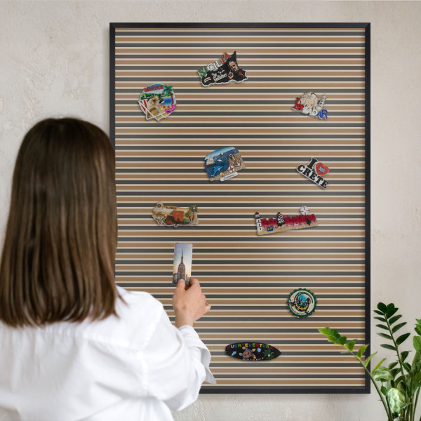 Metal wall board for magnets in a black frame Geometric pattern