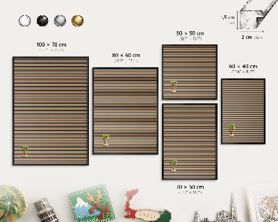Metal wall board for magnets in a black frame Geometric pattern