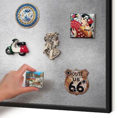 Vacation magnet board with a black frame Metallic surface
