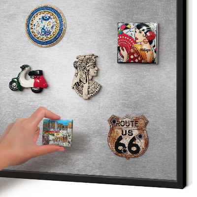 Vacation magnet board with a black frame Metallic surface