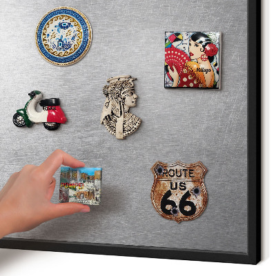 Vacation magnet board with a black frame Metallic surface