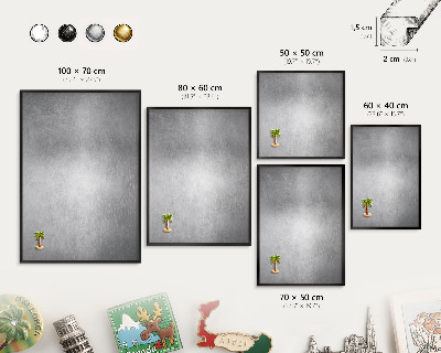 Vacation magnet board with a black frame Metallic surface