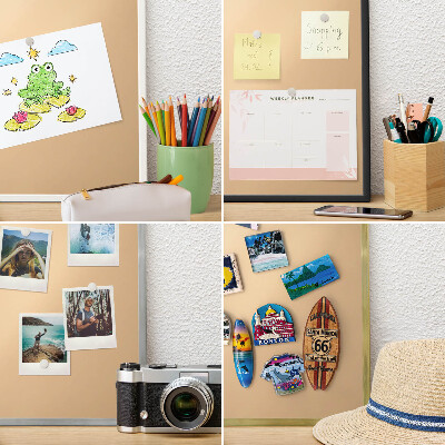 Metal wall board for magnets in a black frame Creamy Harmony