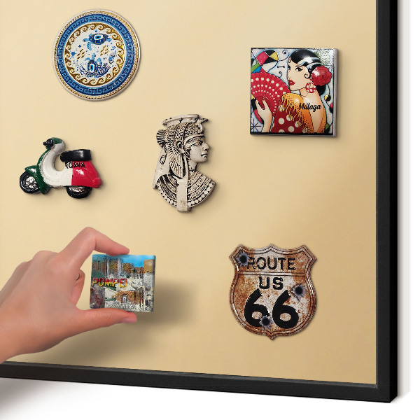 Metal wall board for magnets in a black frame Creamy Harmony
