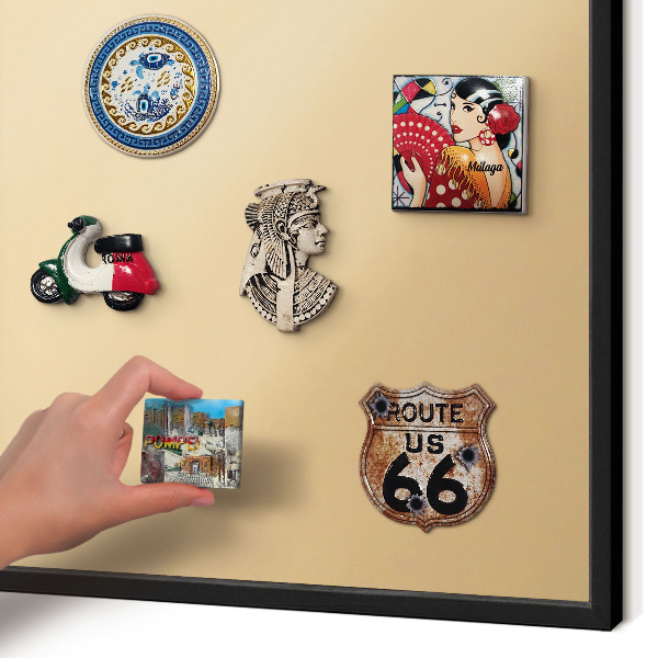 Metal wall board for magnets in a black frame Creamy Harmony