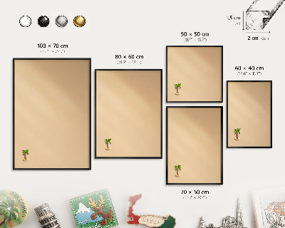 Metal wall board for magnets in a black frame Creamy Harmony
