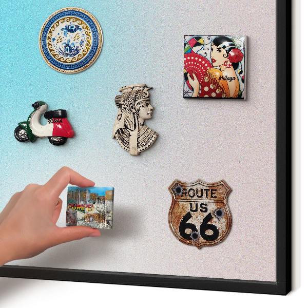 Vacation magnet board with a black frame Pastel abstraction