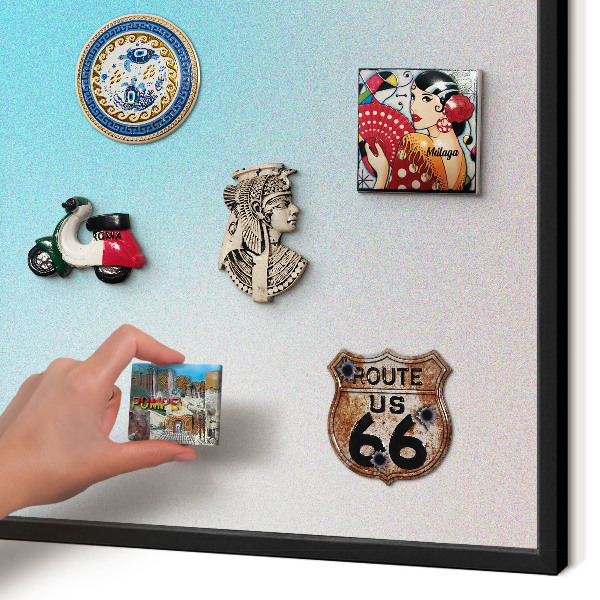 Vacation magnet board with a black frame Pastel abstraction