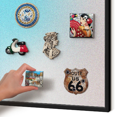 Vacation magnet board with a black frame Pastel abstraction