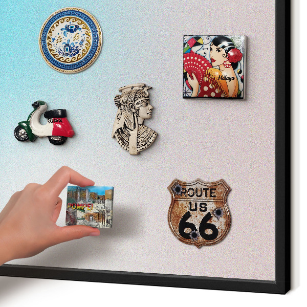 Vacation magnet board with a black frame Pastel abstraction