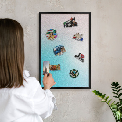 Vacation magnet board with a black frame Pastel abstraction
