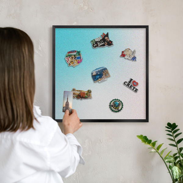 Vacation magnet board with a black frame Pastel abstraction