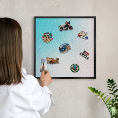 Vacation magnet board with a black frame Pastel abstraction