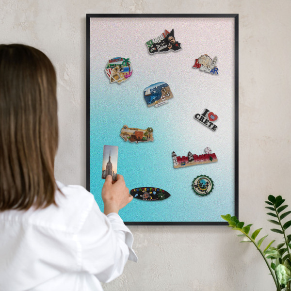 Vacation magnet board with a black frame Pastel abstraction