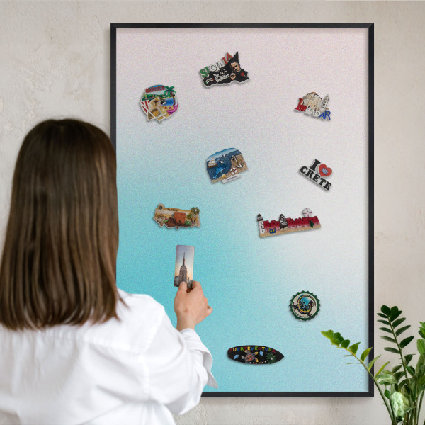 Vacation magnet board with a black frame Pastel abstraction