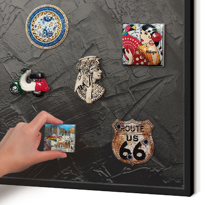 Vacation magnet board with a black frame Textured black