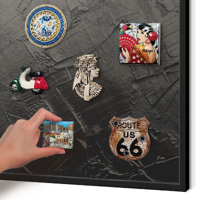 Vacation magnet board with a black frame Textured black