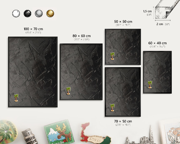 Vacation magnet board with a black frame Textured black