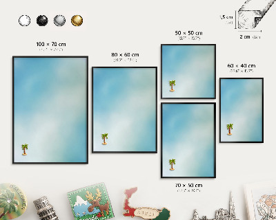 Metal wall board for magnets in a black frame Blue sky