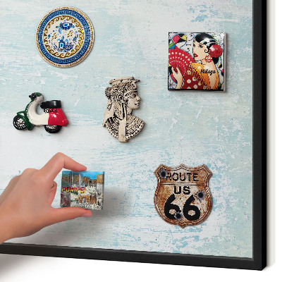 Vacation magnet board with a black frame Pastel abrasions