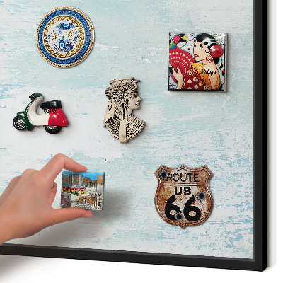 Vacation magnet board with a black frame Pastel abrasions