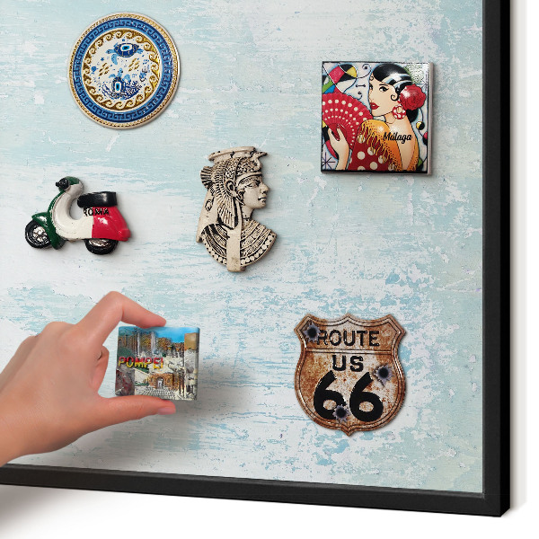 Vacation magnet board with a black frame Pastel abrasions