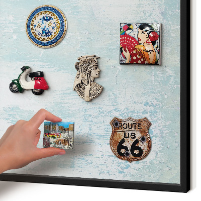 Vacation magnet board with a black frame Pastel abrasions