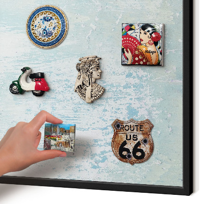 Vacation magnet board with a black frame Pastel abrasions