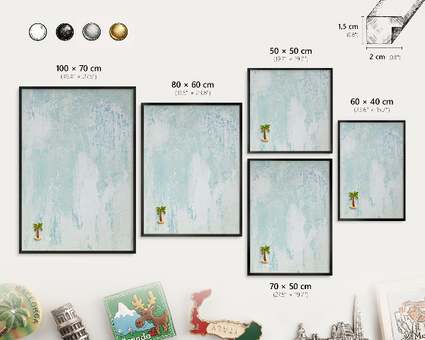 Vacation magnet board with a black frame Pastel abrasions