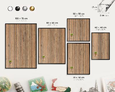 Vacation magnet board with a black frame Wooden boards