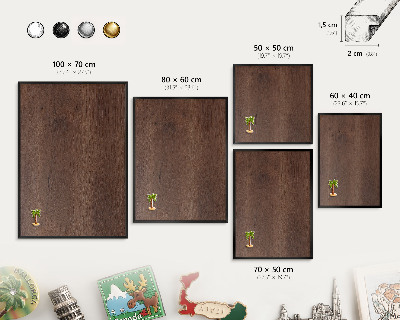 Vacation magnet board with a black frame Brown wood