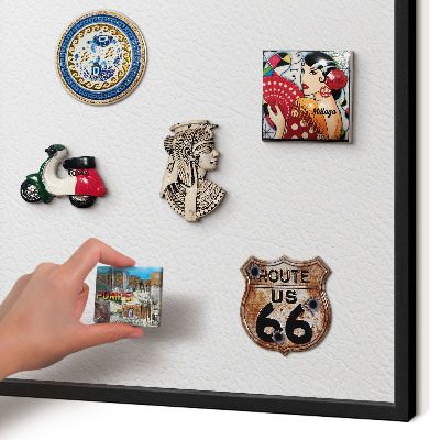 Metal wall board for magnets in a black frame White texture