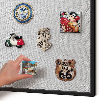 Vacation magnet board with a black frame Subtle elegance