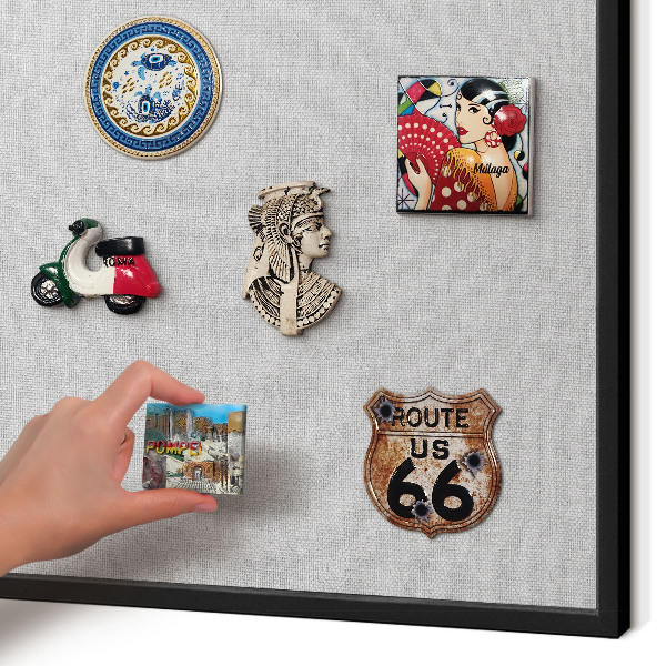 Vacation magnet board with a black frame Subtle elegance